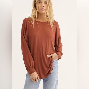 Free People Shimmy Shake Top Cowboy Brick Low Open Back Top